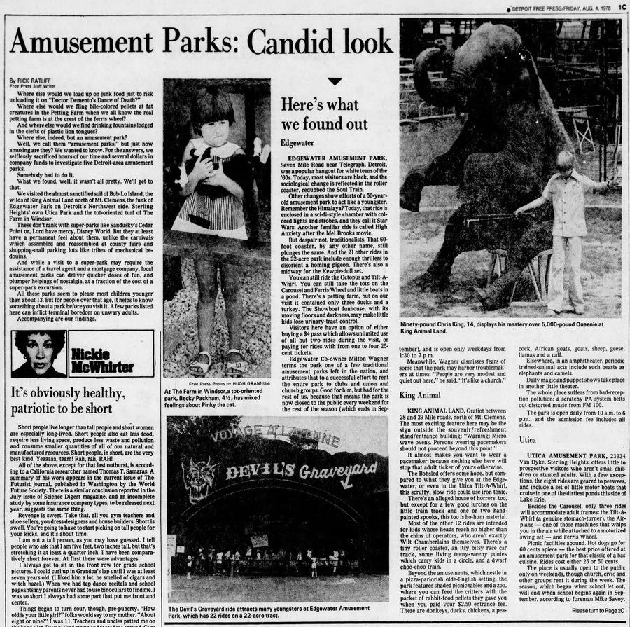 Kings Animaland Park - Aug 1978 Article On Mich Amusement Parks